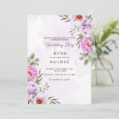 Dusty Roos Pink and Gold Floral Greenery Wedding I Kaart (Staand voorkant)