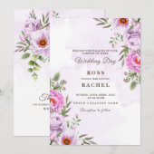 Dusty Roos Pink and Gold Floral Greenery Wedding I Kaart (Voorkant / Achterkant)