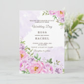 Dusty Roos Pink and Gold Floral Greenery Wedding I Kaart (Staand voorkant)