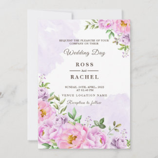 Dusty Roos Pink and Gold Floral Greenery Wedding I Kaart