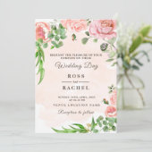 Dusty Roos Pink and Gold Floral Greenery Wedding I Kaart (Staand voorkant)