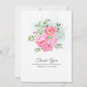 Dusty Roos Pink and Gold Floral Greenery Wedding I Kaart (Achterkant)