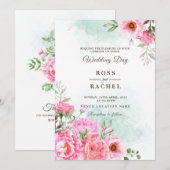 Dusty Roos Pink and Gold Floral Greenery Wedding I Kaart (Voorkant / Achterkant)