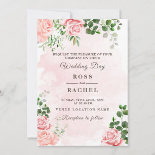 Dusty Roos Pink and Gold Floral Greenery Wedding I Kaart