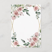 Dusty Roos Pink and Gold Floral Greenery Wedding Informatiekaartje (Achterkant)