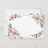 Dusty Roos Pink and Gold Floral Greenery Wedding RSVP Kaartje (Achterkant)