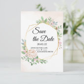 Dusty Roos Pink and Gold Floral Greenery Wedding Save The Date (Staand voorkant)