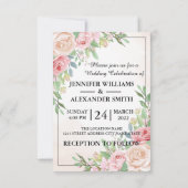 Dusty Roos Pink and Gold Floral Greenery Wedding Save The Date (Achterkant)