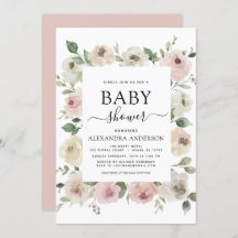 Dusty Roos Pink Baby shower Floral Greenery