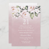 Dusty Roos Pink Blush Womans 21e verjaardag Kaart (Voorkant / Achterkant)