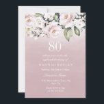 Dusty Roos Pink Blush Womans 80th Birthday Party Kaart<br><div class="desc">Dusty Roos Pink Blush Womans 80th Birthday Party Invitation Matching collectie in Niche and Nest store.</div>