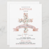 Dusty Roos Pink Cross Baptisme Uitnodiging (Voorkant / Achterkant)