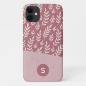 Dusty Roos Pink Duotone Monogram Floral Elegant Case-Mate iPhone Case (Achterkant)