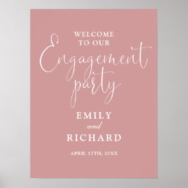 Dusty Roos Pink Engagement Party Welkomstbord Poster