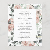 Dusty Roos Pink Floral Budget Weddenschap Flyer (Voorkant)