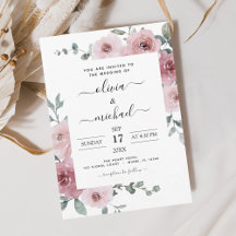 Dusty Roos Pink Floral Modern Wedding