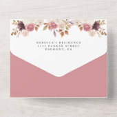 Dusty Roos Pink Floral Navy Pumpkin Baby shower All In One Uitnodiging (Achterkant)