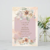 Dusty Roos Pink Floral Pampas Grass Boho Wedding (Staand voorkant)