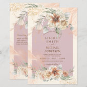Dusty Roos Pink Floral Pampas Grass Boho Wedding (Voorkant / Achterkant)