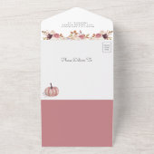 Dusty Roos Pink Floral Pumpkin Baby shower All In One Uitnodiging (Buitenkant)