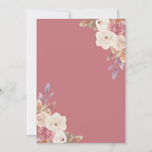 Dusty Roos Pink Floral Pumpkin Baby shower Kaart (Achterkant)