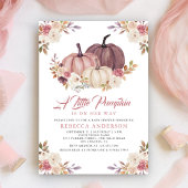 Dusty Roos Pink Floral Pumpkin Baby shower Kaart