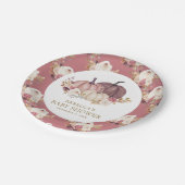 Dusty Roos Pink Floral Pumpkin Baby shower Papieren Bordje (Gekanteld)