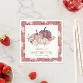 Dusty Roos Pink Floral Pumpkin Baby shower Servet (Insitu)