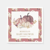 Dusty Roos Pink Floral Pumpkin Baby shower Servet (Voorkant)