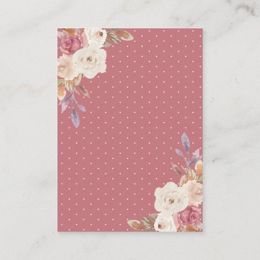 Dusty Roos Pink Floral QR Code RSVP Weddenschap Informatiekaartje (Achterkant)