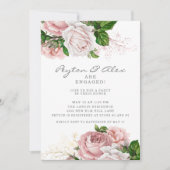 Dusty Roos Pink Floral White Engagement Party Kaart (Voorkant)