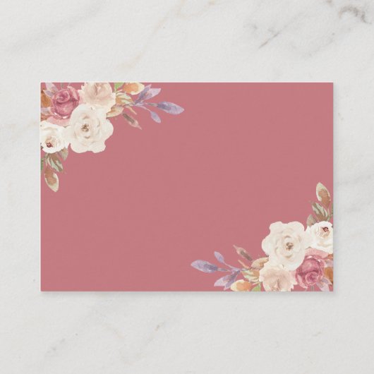 Dusty Roos Pink Floral Wood Pumpkin Book Request Informatiekaartje (Achterkant)