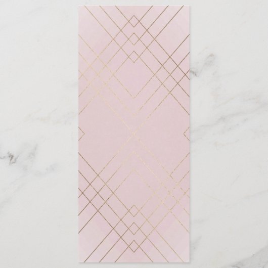 Dusty Roos Pink Geometric Gold Gatsby Wedding Menu (Achterkant)