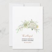 Dusty Roos Pink Gold Greenery Floral Wedding Kaart (Achterkant)