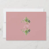 Dusty Roos Pink Greenery Fotobevestiging Bedankkaart (Achterkant)
