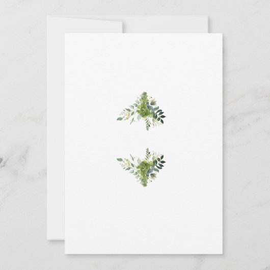 Dusty Roos Pink Greenery Monogram Bevestiging Kaart (Achterkant)