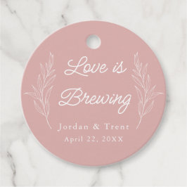 Dusty Roos/Pink Love is het brouwen van koffie Fav Bedankjes Labels