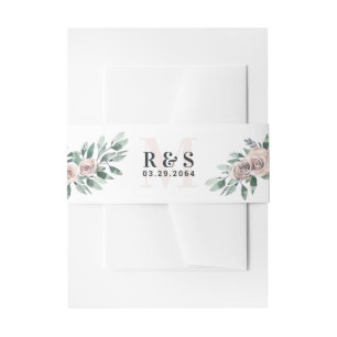 Dusty Roos Pink Mauve Boho Greenery Floral Wedding Uitnodigingen Wikkel