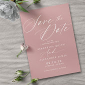 Dusty Roos Pink Mauve | Eenvoudig Elegant Script Save The Date