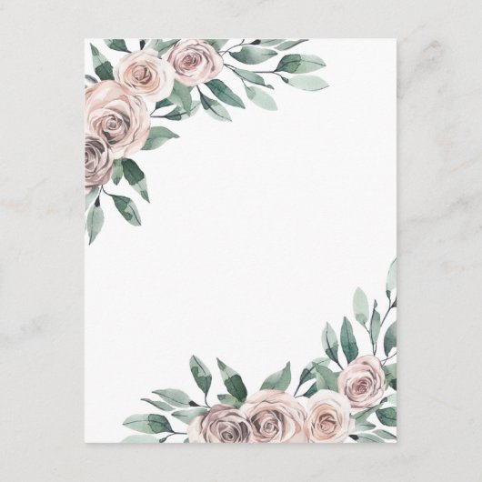 Dusty Roos Pink Mauve Gold Greenery Floral Wedding Informatiekaartje (Achterkant)
