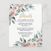 Dusty Roos Pink Mauve Gold Greenery Floral Wedding Informatiekaartje (Voorkant)