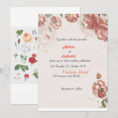 Dusty Roos Pink Mauve Gold Greenery Floral Wedding Kaart (Voorkant / Achterkant)