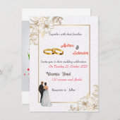 Dusty Roos Pink Mauve Gold Greenery Floral Wedding Kaart (Voorkant / Achterkant)