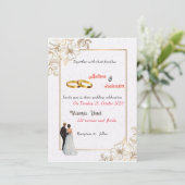 Dusty Roos Pink Mauve Gold Greenery Floral Wedding Kaart (Staand voorkant)