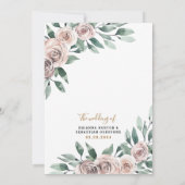 Dusty Roos Pink Mauve Gold Greenery Floral Wedding Kaart (Achterkant)
