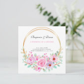Dusty Roos Pink Mauve Gold Greenery Floral Wedding Kaart (Staand voorkant)