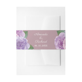Dusty Roos Pink Paarse Waterverf Floral Wedding Uitnodigingen Wikkel
