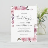 Dusty Roos Pink Pastel Floral Mauve Flower Wedding Kaart (Staand voorkant)