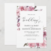 Dusty Roos Pink Pastel Floral Mauve Flower Wedding Kaart (Voorkant / Achterkant)