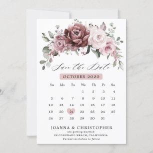 Dusty Roos Pink Peach Floral Weddenschap Save the  Save The Date